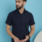Indian Needle Men's Striped Half Sleeve Casual Shirt - Navy Blue | Swadesiicart