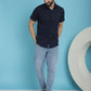 Indian Needle Men's Striped Half Sleeve Casual Shirt - Navy Blue | Swadesiicart
