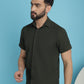 Indian Needle Men's Striped Half Sleeve Casual Shirt - Olive | Swadesiicart