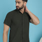 Indian Needle Men's Striped Half Sleeve Casual Shirt - Olive | Swadesiicart