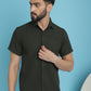 Indian Needle Men's Striped Half Sleeve Casual Shirt - Olive | Swadesiicart