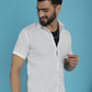 Indian Needle Men's Striped Half Sleeve Casual Shirt - White | Swadesiicart