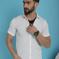 Indian Needle Men's Striped Half Sleeve Casual Shirt - White | Swadesiicart