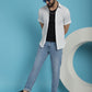 Indian Needle Men's Striped Half Sleeve Casual Shirt - White | Swadesiicart