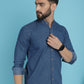 Indian Needle Men's Denim Casual Shirt - Blue | Swadesiicart