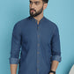 Indian Needle Men's Denim Casual Shirt - Blue | Swadesiicart
