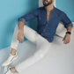 Indian Needle Men's Denim Casual Shirt - Blue | Swadesiicart