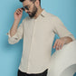 Indian Needle Men's Striped Casual Shirt - Cream | Swadesiicart