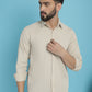 Indian Needle Men's Striped Casual Shirt - Cream | Swadesiicart