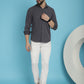 Indian Needle Men's Striped Casual Shirt - Grey | Swadesiicart