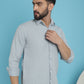 Indian Needle Men's Striped Casual Shirt - Light-Grey | Swadesiicart