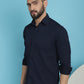 Indian Needle Men's Striped Casual Shirt - Navy Blue | Swadesiicart
