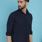 Indian Needle Men's Striped Casual Shirt - Navy Blue | Swadesiicart