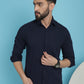Indian Needle Men's Striped Casual Shirt - Navy Blue | Swadesiicart