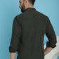 Indian Needle Men's Striped Casual Shirt - Olive | Swadesiicart