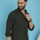 Indian Needle Men's Striped Casual Shirt - Olive | Swadesiicart