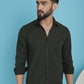 Indian Needle Men's Striped Casual Shirt - Olive | Swadesiicart