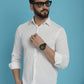 Indian Needle Men's Striped Casual Shirt - White | Swadesiicart