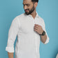 Indian Needle Men's Striped Casual Shirt - White | Swadesiicart