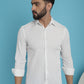 Indian Needle Men's Striped Casual Shirt - White | Swadesiicart