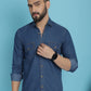 Indian Needle Men's Faded Cotton Denim Casual Shirt - Blue | Swadesiicart