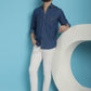 Indian Needle Men's Faded Cotton Denim Casual Shirt - Blue | Swadesiicart