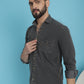 Indian Needle Men's Faded Cotton Denim Casual Shirt - Charcoal | Swadesiicart