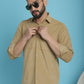 Indian Needle Men's Standard Corduroy Cotton Shirt - Beige | Swadesiicart