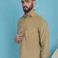 Indian Needle Men's Standard Corduroy Cotton Shirt - Beige | Swadesiicart
