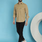 Indian Needle Men's Standard Corduroy Cotton Shirt - Beige | Swadesiicart