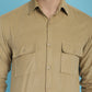 Indian Needle Men's Standard Corduroy Cotton Shirt - Beige | Swadesiicart