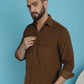 Indian Needle Men's Standard Corduroy Cotton Shirt - Brown | Swadesiicart