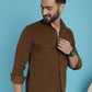 Indian Needle Men's Standard Corduroy Cotton Shirt - Brown | Swadesiicart