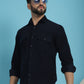Indian Needle Men's Standard Corduroy Cotton Shirt - Navy Blue | Swadesiicart