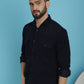 Indian Needle Men's Standard Corduroy Cotton Shirt - Navy Blue | Swadesiicart