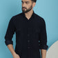 Indian Needle Men's Standard Corduroy Cotton Shirt - Navy Blue | Swadesiicart