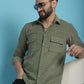 Indian Needle Men's Standard Corduroy Cotton Shirt - Pista | Swadesiicart