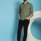 Indian Needle Men's Standard Corduroy Cotton Shirt - Pista | Swadesiicart