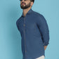 Indian Needle Men's Faded Cotton Denim Casual Shirt - Blue | Swadesiicart