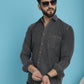 Indian Needle Men's Faded Cotton Denim Casual Shirt - Charcoal | Swadesiicart