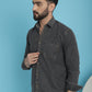 Indian Needle Men's Faded Cotton Denim Casual Shirt - Charcoal | Swadesiicart