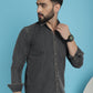 Indian Needle Men's Faded Cotton Denim Casual Shirt - Charcoal | Swadesiicart