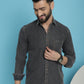 Indian Needle Men's Faded Cotton Denim Casual Shirt - Charcoal | Swadesiicart