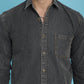 Indian Needle Men's Faded Cotton Denim Casual Shirt - Charcoal | Swadesiicart