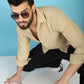 Indian Needle Men's Woven Design Casual Shirt - Beige | Swadesiicart
