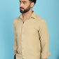Indian Needle Men's Woven Design Casual Shirt - Beige | Swadesiicart