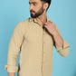 Indian Needle Men's Woven Design Casual Shirt - Beige | Swadesiicart