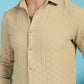 Indian Needle Men's Woven Design Casual Shirt - Beige | Swadesiicart