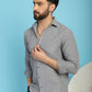 Indian Needle Men's Woven Design Casual Shirt - Light-Grey | Swadesiicart