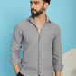 Indian Needle Men's Woven Design Casual Shirt - Light-Grey | Swadesiicart